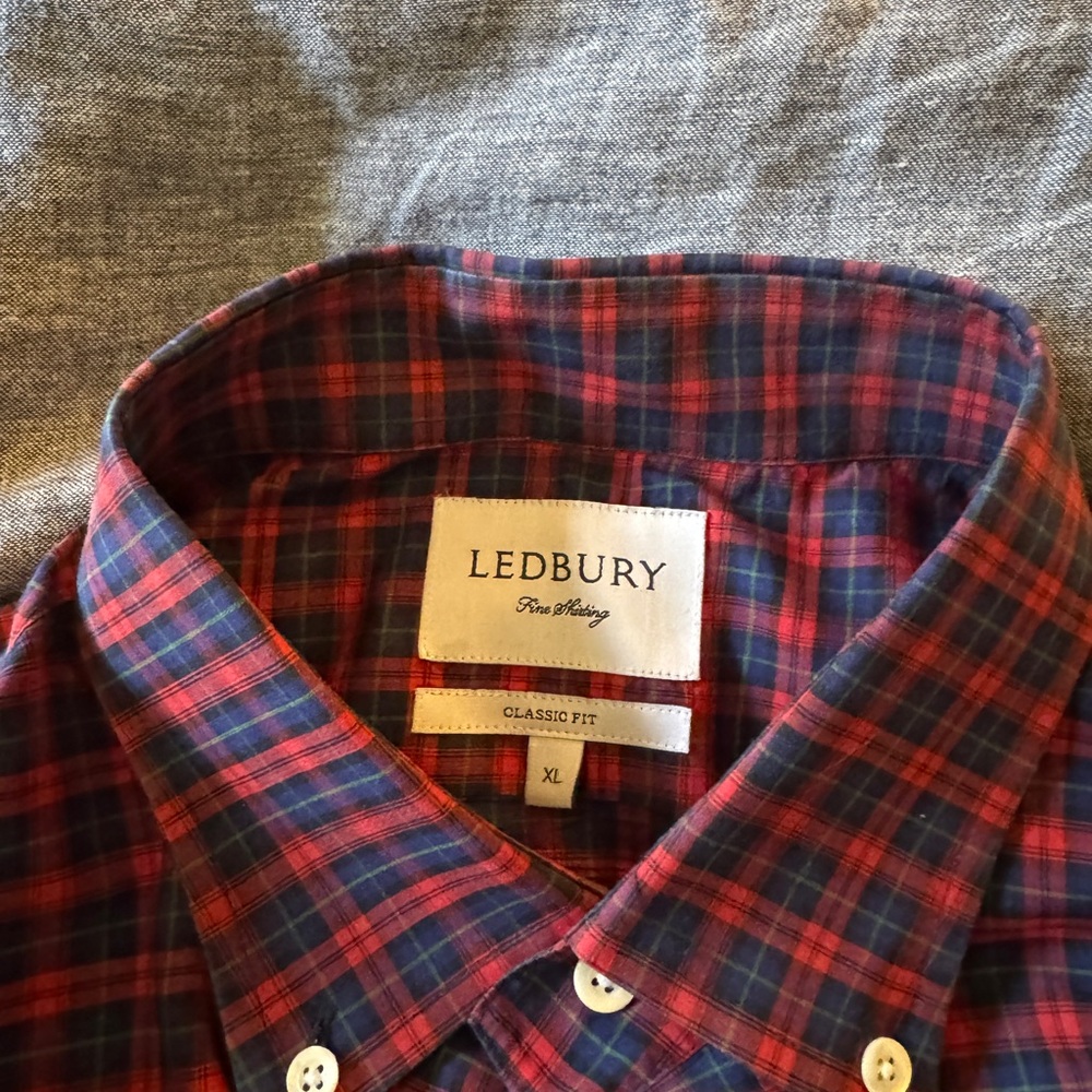 Men's Classic Fit Plaid Shirt - Red and Blue